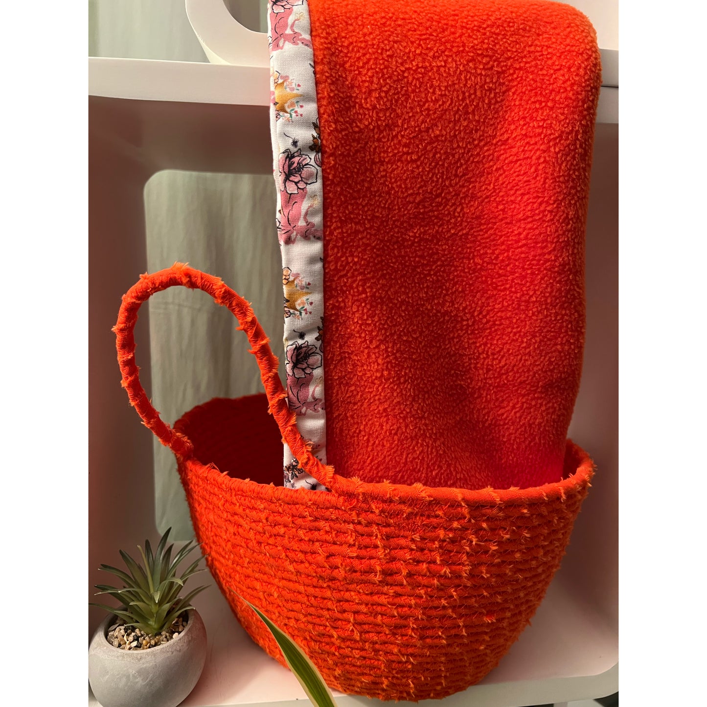 Handmade baby blanket and decorative basket with hand Set