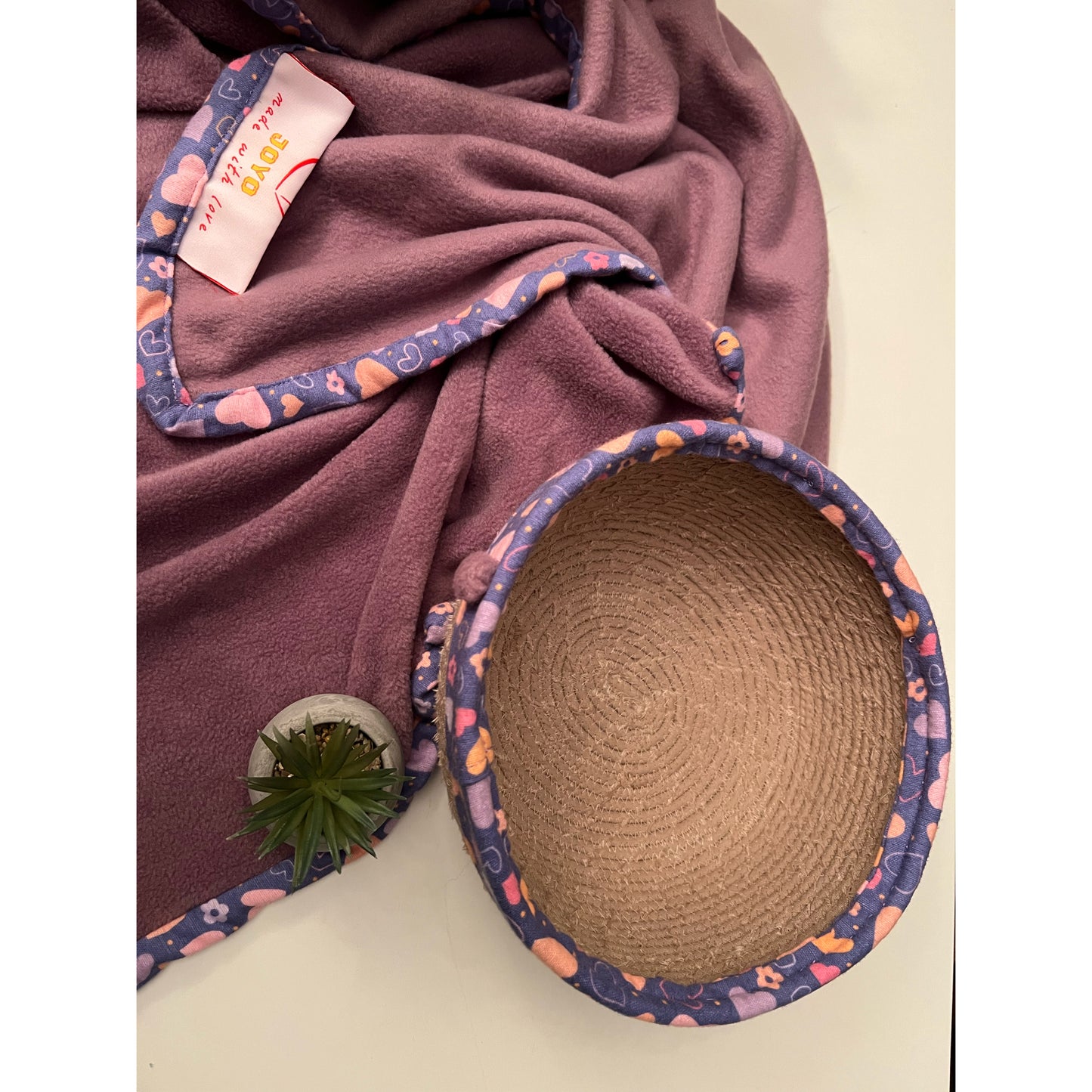 Handmade baby blanket and decorative basket Set