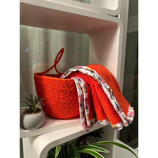 Handmade baby blanket and decorative basket with hand Set
