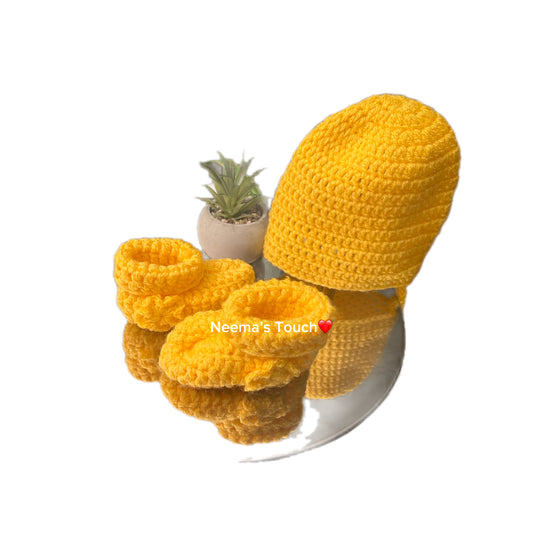 Handmade Yellow Hat & Boot Set