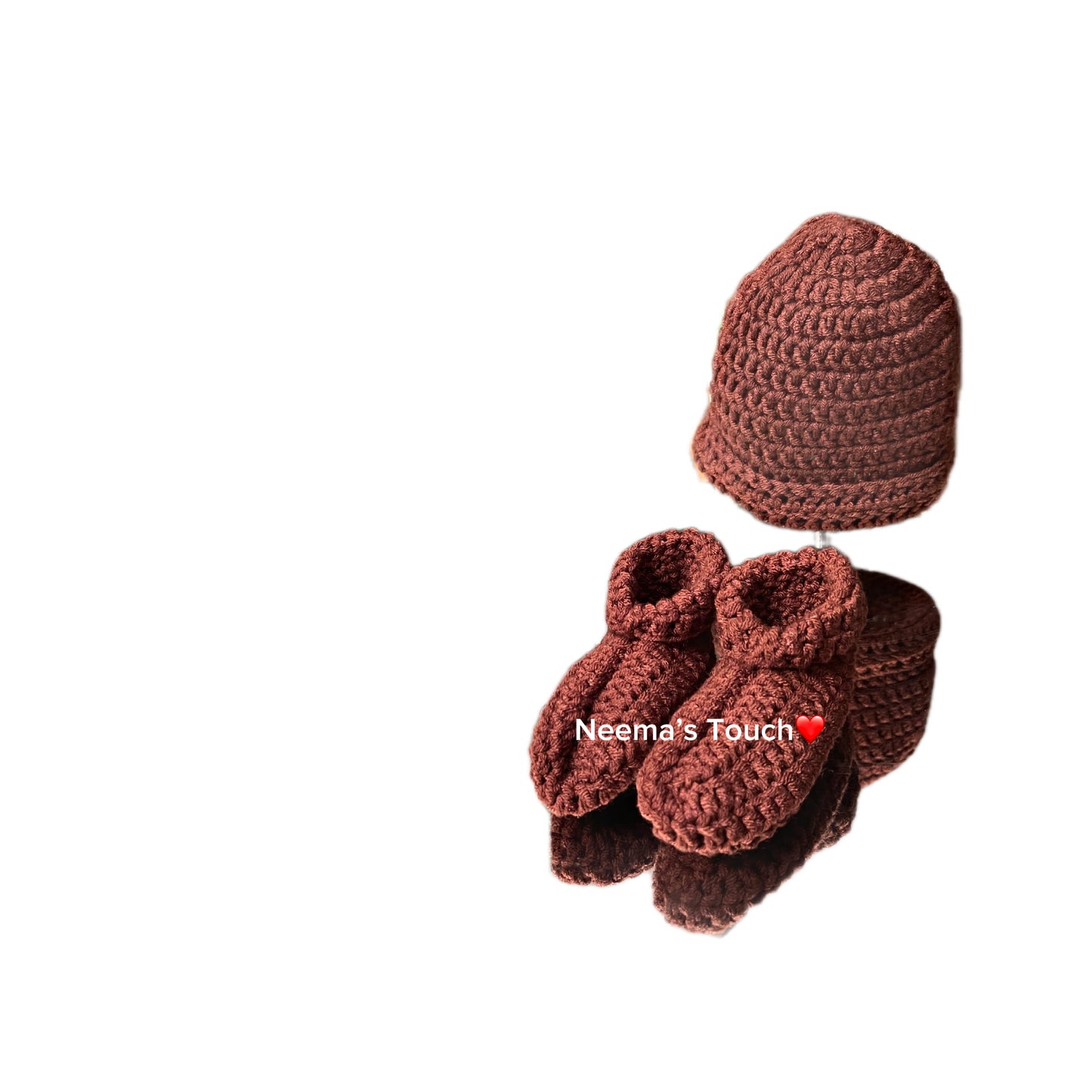 Handmade Baby Hat & Boot brown Set