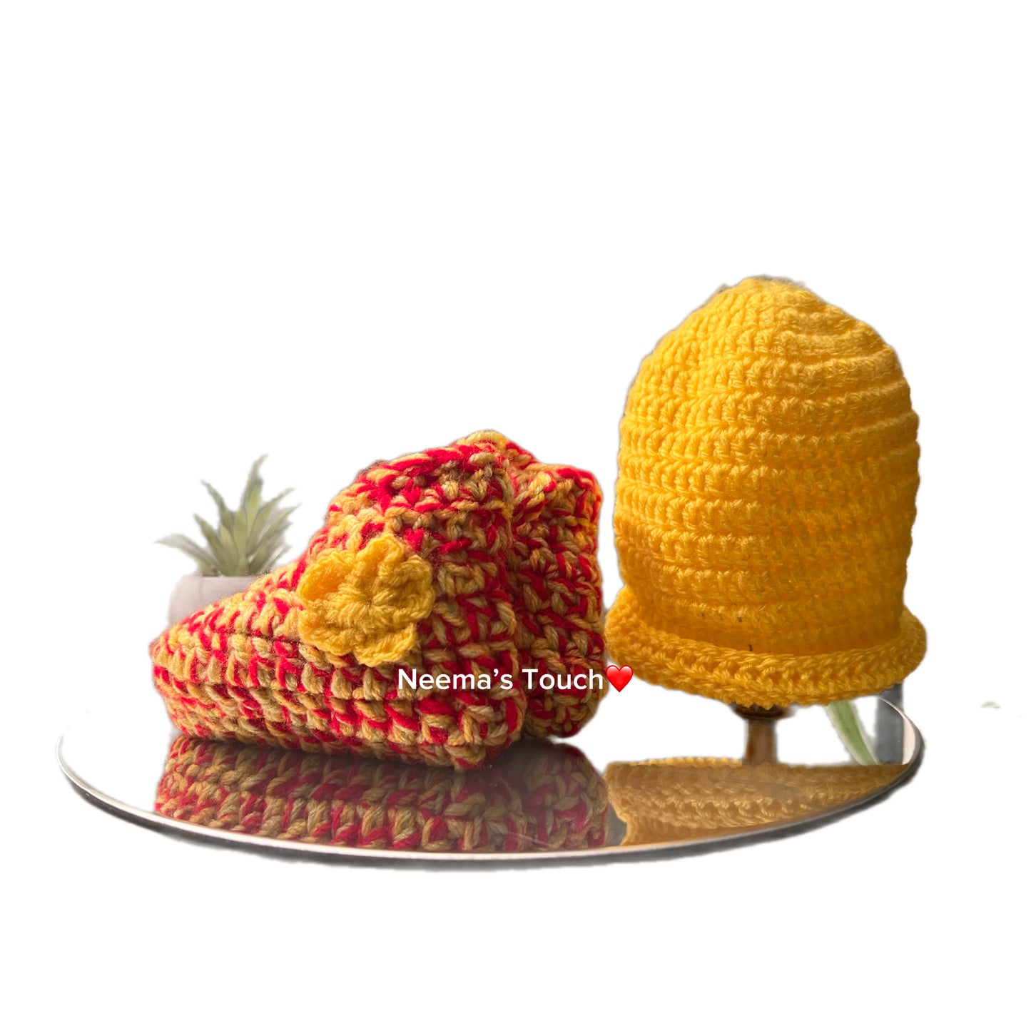 Handmade Yellow Hat & 2 Colours Boot Set