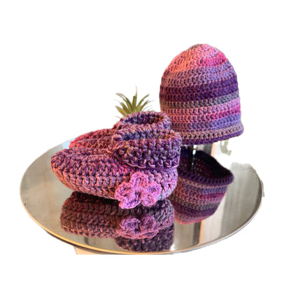 Handmade Baby Hat & Boot set multicolour