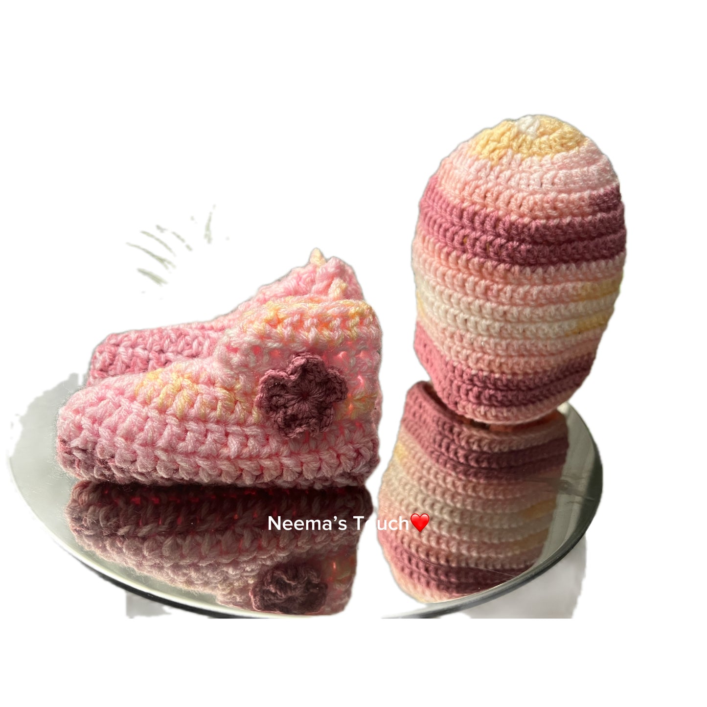 Handmade Multicolour Hat & Boot Set