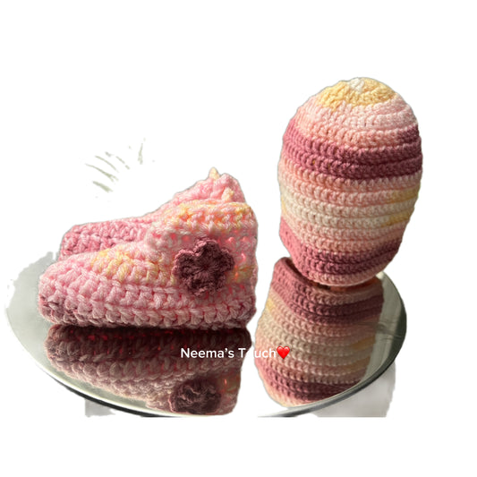 Handmade Multicolour Hat & Boot Set